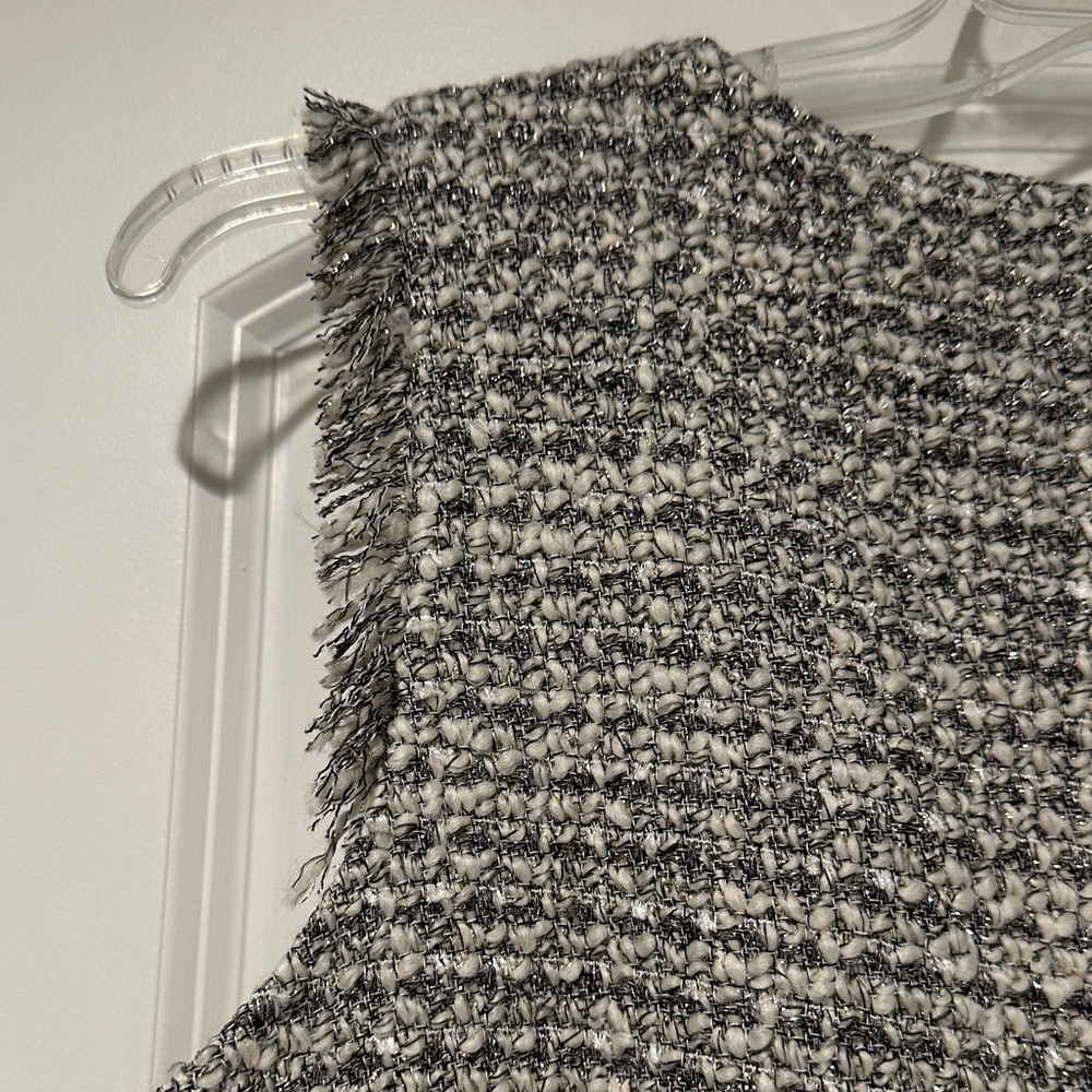 JCrew Gray Tweed Dress with Black Waist Fringe Detail - Picture 5 of 6